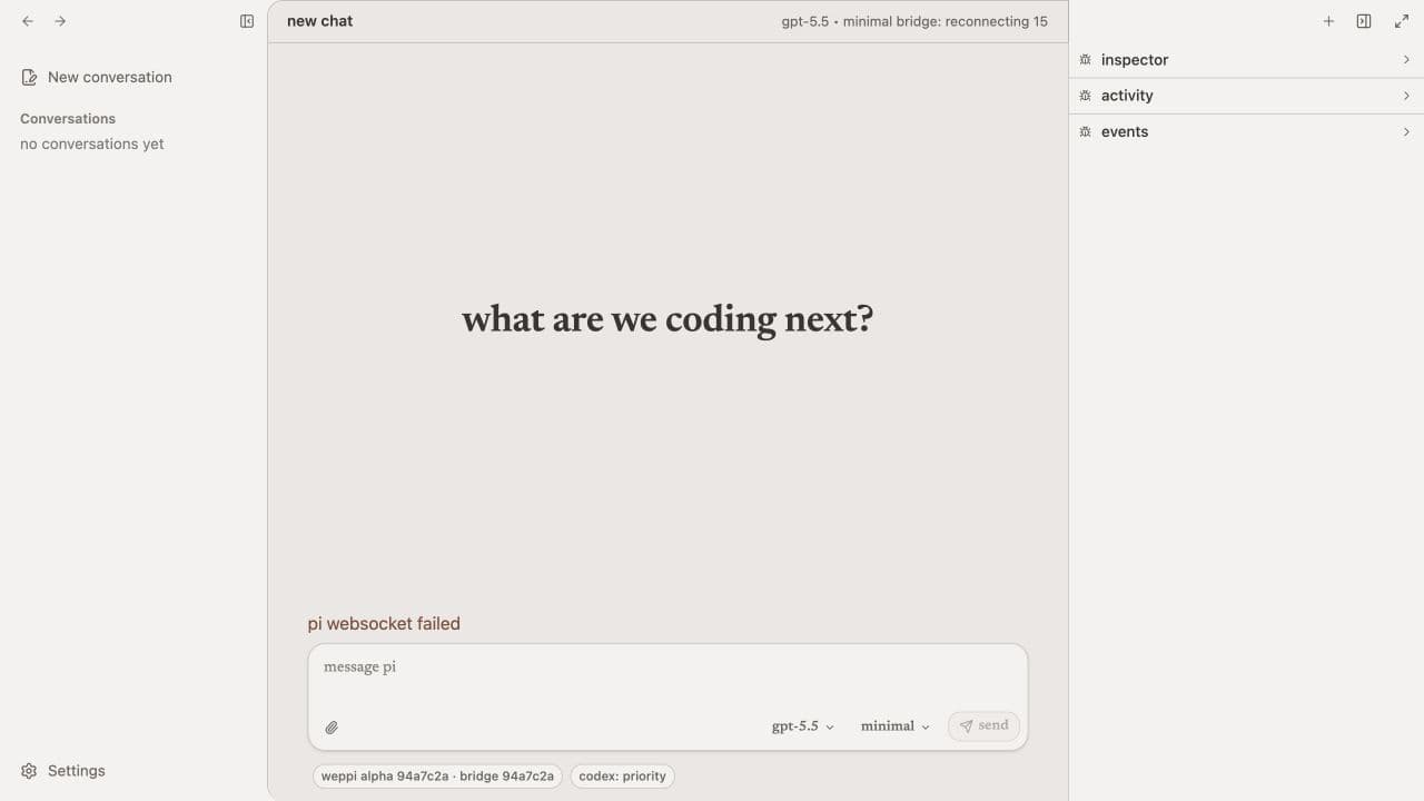 clean isolated weppi composer with no conversation history loaded