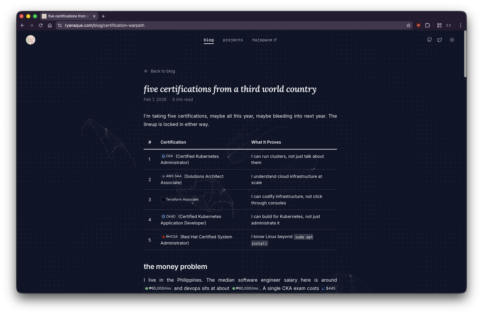 before — the old blog post layout