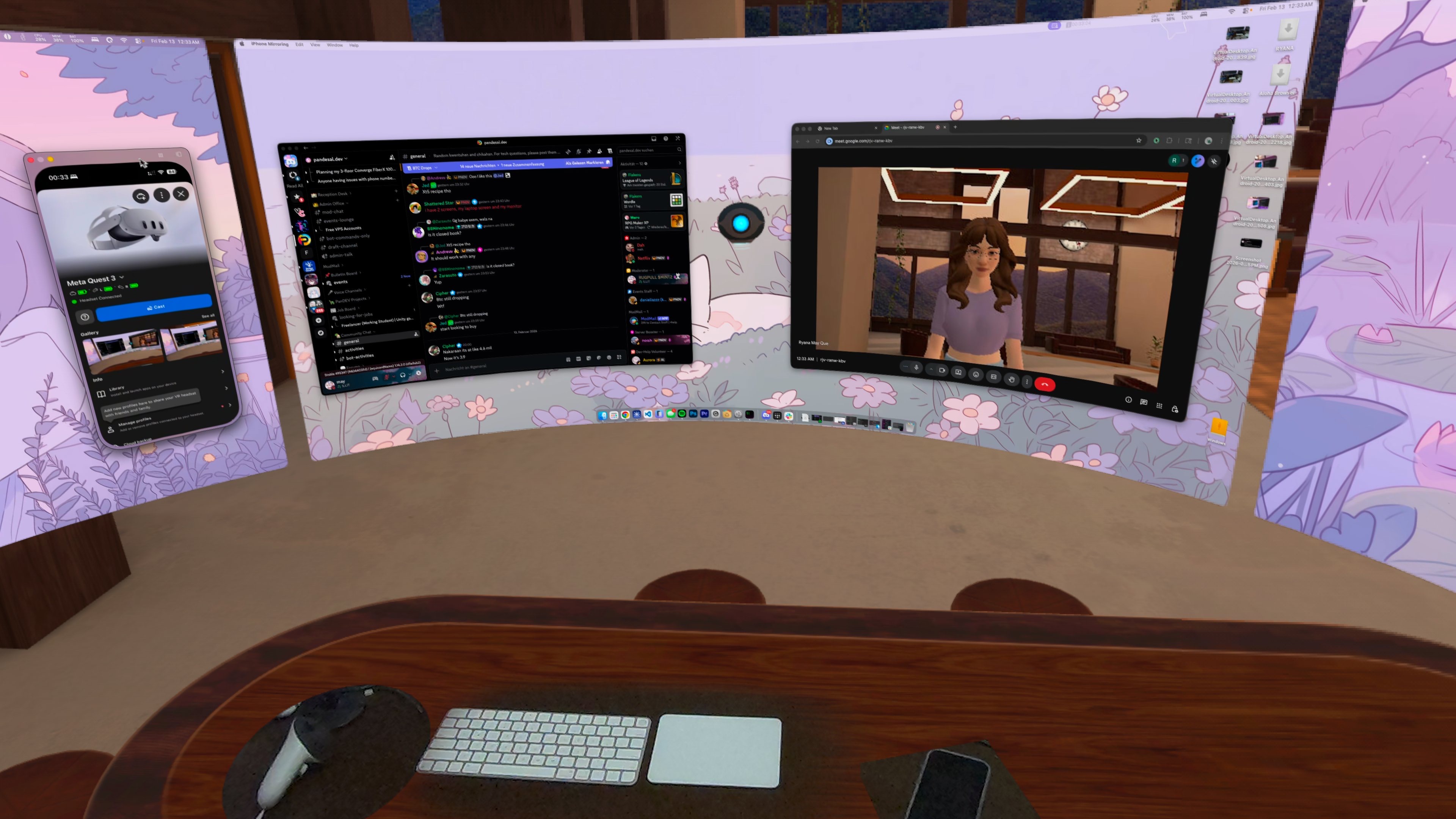my immersed vr setup with portals for my keyboard, trackpad, and phone