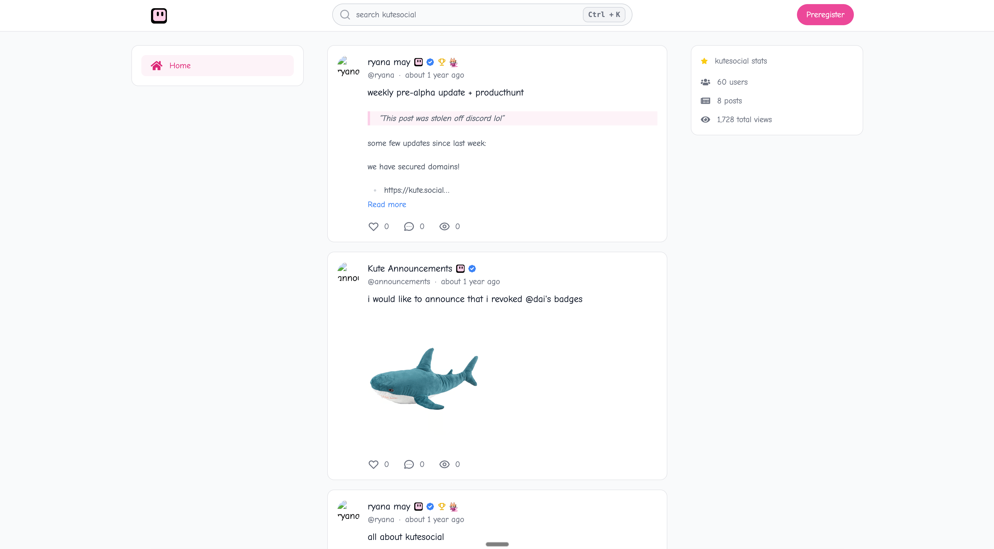 kute social project screenshot