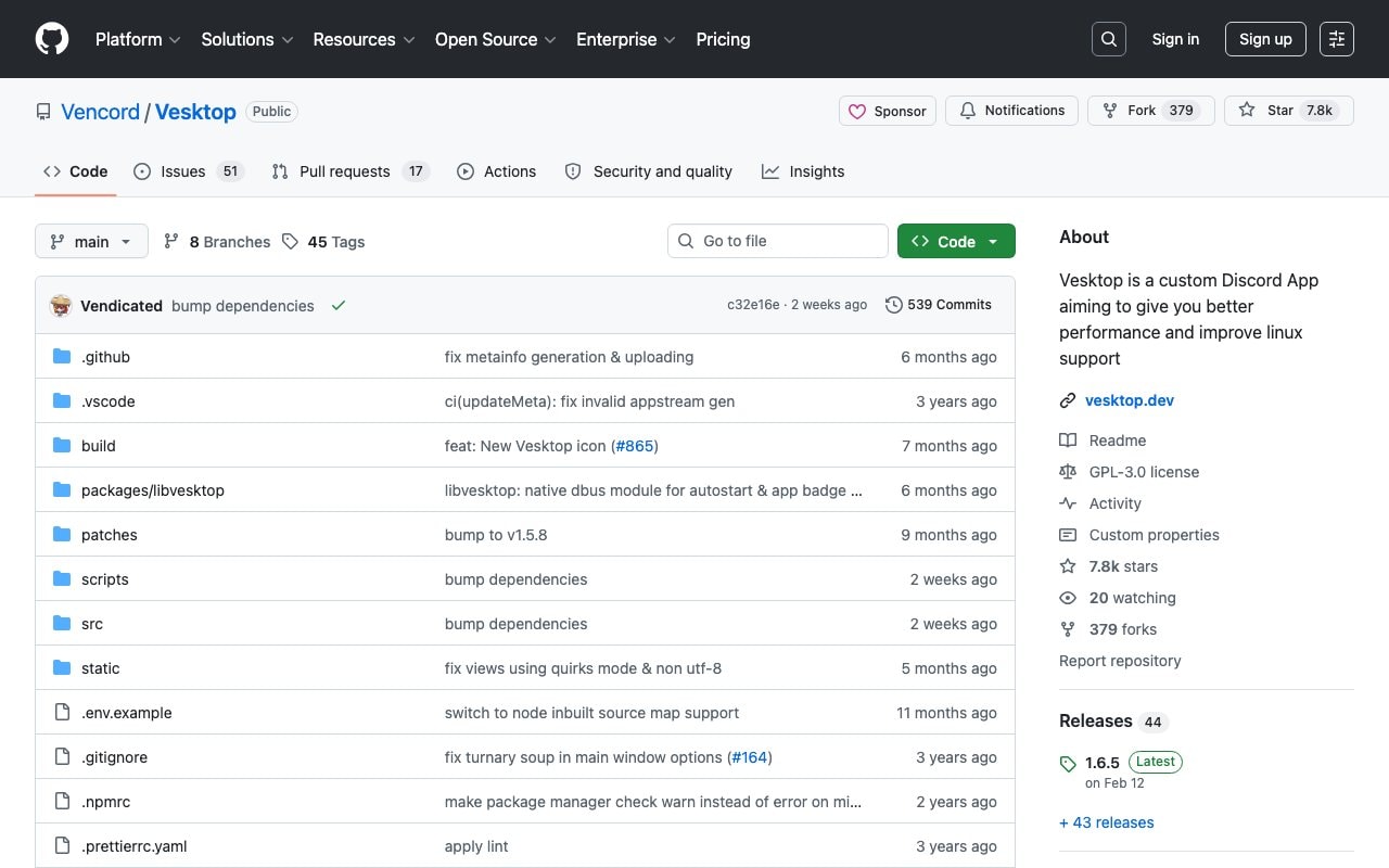 vesktop project screenshot